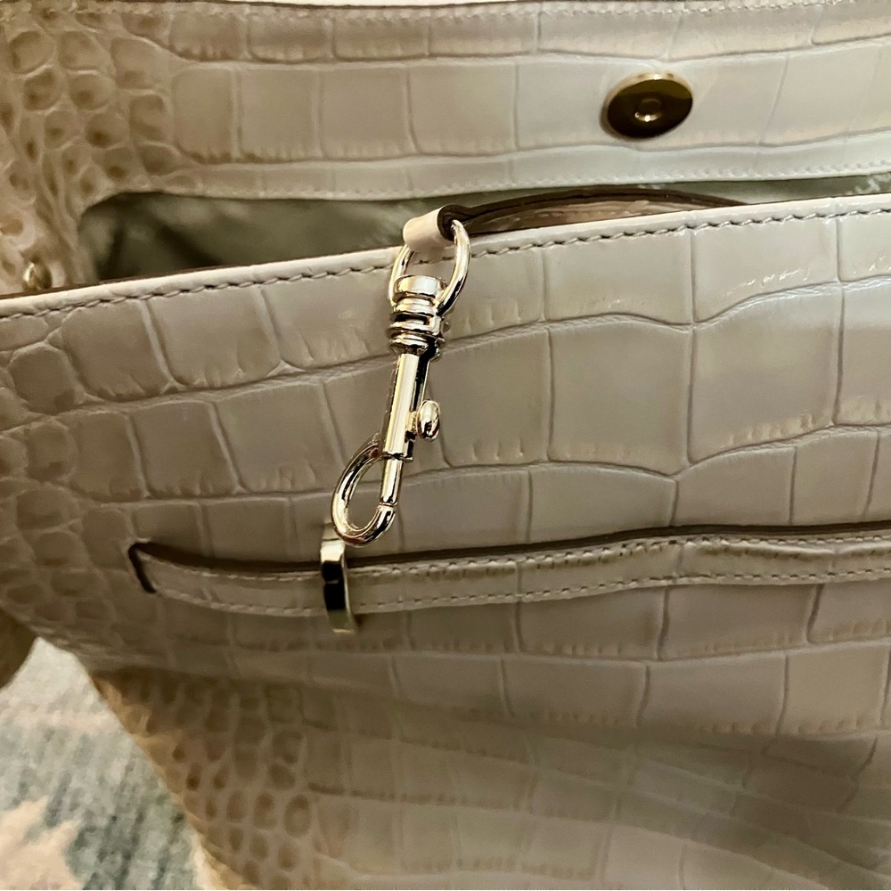 Brahmin Cream Crocodile-Embossed Shoulder Bag - Picture 7 of 14